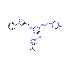 CC(C)c1cc(Nc2cc(NCCN3CCN(C)CC3)nc(NCc3cc(-c4ccccc4)no3)n2)n[nH]1 ZINC000203003241