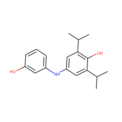 CC(C)c1cc(Nc2cccc(O)c2)cc(C(C)C)c1O ZINC000000245125