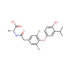 CC(C)c1cc(Oc2c(Br)cc(CC(=O)N[C@H](C)C(=O)O)cc2Br)ccc1O ZINC000014969089