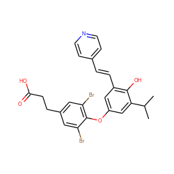 CC(C)c1cc(Oc2c(Br)cc(CCC(=O)O)cc2Br)cc(/C=C/c2ccncc2)c1O ZINC000014969126