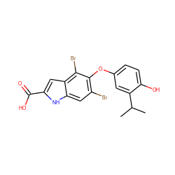 CC(C)c1cc(Oc2c(Br)cc3[nH]c(C(=O)O)cc3c2Br)ccc1O ZINC000003947640