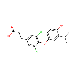 CC(C)c1cc(Oc2c(Cl)cc(CCC(=O)O)cc2Cl)ccc1O ZINC000013517891