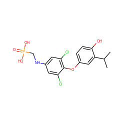 CC(C)c1cc(Oc2c(Cl)cc(NCP(=O)(O)O)cc2Cl)ccc1O ZINC000034777155