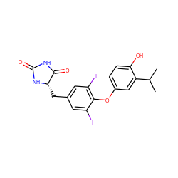 CC(C)c1cc(Oc2c(I)cc(C[C@@H]3NC(=O)NC3=O)cc2I)ccc1O ZINC000029123941