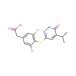 CC(C)c1cc(Sc2c(Cl)cc(CC(=O)O)cc2Cl)n[nH]c1=O ZINC000034842579