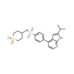 CC(C)c1cc2c(-c3ccc(S(=O)(=O)NC4CCS(=O)(=O)CC4)cc3)ccnc2[nH]1 ZINC000095556783