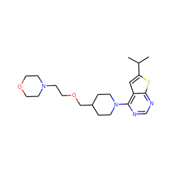 CC(C)c1cc2c(N3CCC(COCCN4CCOCC4)CC3)ncnc2s1 ZINC000146615113