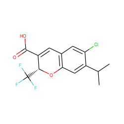 CC(C)c1cc2c(cc1Cl)C=C(C(=O)O)[C@@H](C(F)(F)F)O2 ZINC000038441311