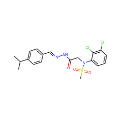 CC(C)c1ccc(/C=N/NC(=O)CN(c2cccc(Cl)c2Cl)S(C)(=O)=O)cc1 ZINC000008384165