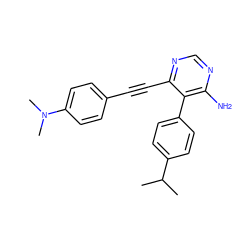 CC(C)c1ccc(-c2c(N)ncnc2C#Cc2ccc(N(C)C)cc2)cc1 ZINC000028646509