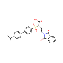 CC(C)c1ccc(-c2ccc(S(=O)(=O)[C@@H](CCN3C(=O)c4ccccc4C3=O)C(=O)O)cc2)cc1 ZINC000034801842