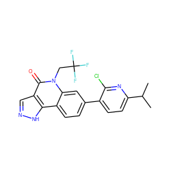 CC(C)c1ccc(-c2ccc3c4[nH]ncc4c(=O)n(CC(F)(F)F)c3c2)c(Cl)n1 ZINC000205102571