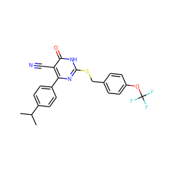 CC(C)c1ccc(-c2nc(SCc3ccc(OC(F)(F)F)cc3)[nH]c(=O)c2C#N)cc1 ZINC000103220325