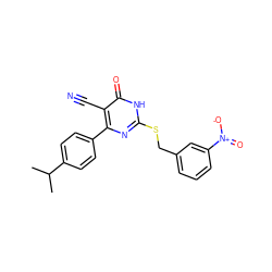 CC(C)c1ccc(-c2nc(SCc3cccc([N+](=O)[O-])c3)[nH]c(=O)c2C#N)cc1 ZINC000103223186