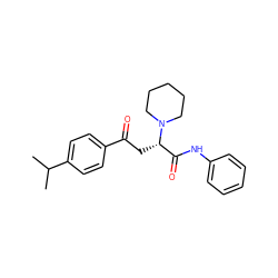 CC(C)c1ccc(C(=O)C[C@@H](C(=O)Nc2ccccc2)N2CCCCC2)cc1 ZINC000045355429