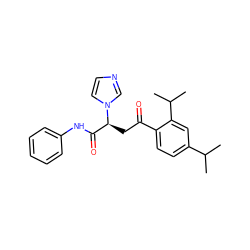 CC(C)c1ccc(C(=O)C[C@@H](C(=O)Nc2ccccc2)n2ccnc2)c(C(C)C)c1 ZINC000045364021