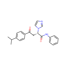 CC(C)c1ccc(C(=O)C[C@@H](C(=O)Nc2ccccc2)n2ccnc2)cc1 ZINC000045388691