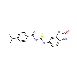 CC(C)c1ccc(C(=O)NC(=S)Nc2ccc3[nH]c(=O)[nH]c3c2)cc1 ZINC000013656202