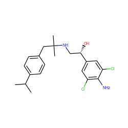 CC(C)c1ccc(CC(C)(C)NC[C@H](O)c2cc(Cl)c(N)c(Cl)c2)cc1 ZINC000045255263