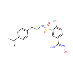 CC(C)c1ccc(CCNS(=O)(=O)c2cc(/C(N)=N/O)ccc2O)cc1 ZINC000040860026