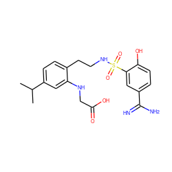 CC(C)c1ccc(CCNS(=O)(=O)c2cc(C(=N)N)ccc2O)c(NCC(=O)O)c1 ZINC000038855188