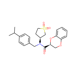 CC(C)c1ccc(CN(C(=O)[C@@H]2COc3ccccc3O2)[C@H]2CCS(=O)(=O)C2)cc1 ZINC000002351943