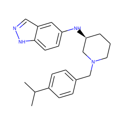 CC(C)c1ccc(CN2CCC[C@H](Nc3ccc4[nH]ncc4c3)C2)cc1 ZINC000114337296
