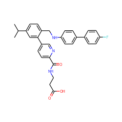 CC(C)c1ccc(CNc2ccc(-c3ccc(F)cc3)cc2)c(-c2ccc(C(=O)NCCC(=O)O)nc2)c1 ZINC000148196077