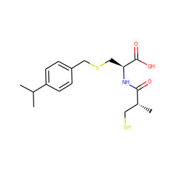 CC(C)c1ccc(CSC[C@H](NC(=O)[C@H](C)CS)C(=O)O)cc1 ZINC000040865439