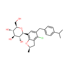 CC(C)c1ccc(Cc2cc([C@@H]3O[C@H](CO)[C@@H](O)[C@H](O)[C@H]3O)c3c(c2Cl)C[C@@H](C)O3)cc1 ZINC000206068238