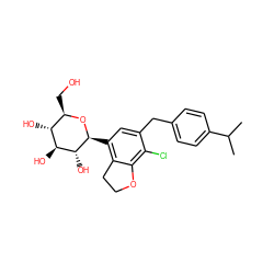 CC(C)c1ccc(Cc2cc([C@@H]3O[C@H](CO)[C@@H](O)[C@H](O)[C@H]3O)c3c(c2Cl)OCC3)cc1 ZINC000206066535