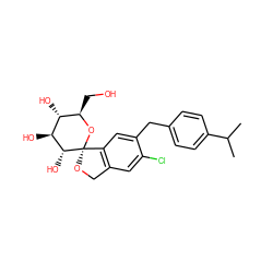 CC(C)c1ccc(Cc2cc3c(cc2Cl)CO[C@]32O[C@H](CO)[C@@H](O)[C@H](O)[C@H]2O)cc1 ZINC000045252953