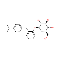 CC(C)c1ccc(Cc2ccccc2O[C@@H]2C[C@H](CO)[C@@H](O)[C@H](O)[C@H]2O)cc1 ZINC000034641488