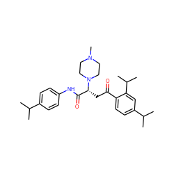 CC(C)c1ccc(NC(=O)[C@@H](CC(=O)c2ccc(C(C)C)cc2C(C)C)N2CCN(C)CC2)cc1 ZINC000169333821