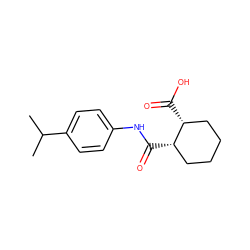 CC(C)c1ccc(NC(=O)[C@H]2CCCC[C@H]2C(=O)O)cc1 ZINC000000200490