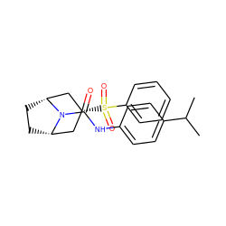 CC(C)c1ccc(NC(=O)N2[C@H]3CC[C@@H]2C[C@H](S(=O)(=O)c2ccccc2)C3)cc1 ZINC000103097142