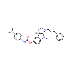 CC(C)c1ccc(NC(=O)Oc2ccc3c(c2)[C@]2(C)CCN(CCCc4ccccc4)[C@@H]2N3C)cc1 ZINC000049048414