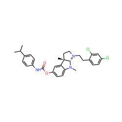 CC(C)c1ccc(NC(=O)Oc2ccc3c(c2)[C@]2(C)CCN(CCc4ccc(Cl)cc4Cl)[C@@H]2N3C)cc1 ZINC000084432504