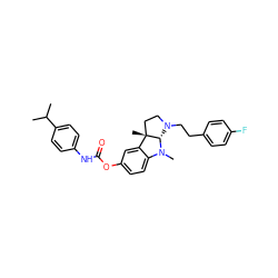 CC(C)c1ccc(NC(=O)Oc2ccc3c(c2)[C@]2(C)CCN(CCc4ccc(F)cc4)[C@@H]2N3C)cc1 ZINC000084534310