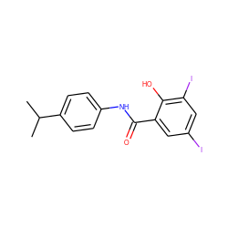 CC(C)c1ccc(NC(=O)c2cc(I)cc(I)c2O)cc1 ZINC000072108516