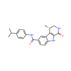 CC(C)c1ccc(NC(=O)c2ccc3[nH]c4c(c3c2)[C@H](C)CNC4=O)cc1 ZINC000028902115