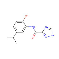 CC(C)c1ccc(O)c(NC(=O)c2nc[nH]n2)c1 ZINC000004035273