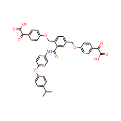 CC(C)c1ccc(Oc2ccc(NC(=O)c3cc(COc4ccc(C(=O)C(=O)O)cc4)ccc3COc3ccc(C(=O)C(=O)O)cc3)cc2)cc1 ZINC000072170235