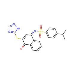 CC(C)c1ccc(S(=O)(=O)/N=C2/C=C(Sc3ncn[nH]3)C(=O)c3ccccc32)cc1 ZINC000100566710