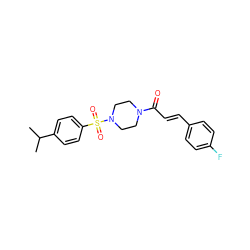 CC(C)c1ccc(S(=O)(=O)N2CCN(C(=O)/C=C/c3ccc(F)cc3)CC2)cc1 ZINC000003560223