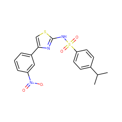 CC(C)c1ccc(S(=O)(=O)Nc2nc(-c3cccc([N+](=O)[O-])c3)cs2)cc1 ZINC000013776380