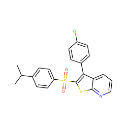 CC(C)c1ccc(S(=O)(=O)c2sc3ncccc3c2-c2ccc(Cl)cc2)cc1 ZINC000149873713