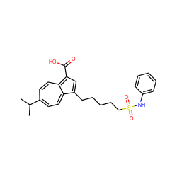 CC(C)c1ccc2c(CCCCCS(=O)(=O)Nc3ccccc3)cc(C(=O)O)c-2cc1 ZINC000029412471