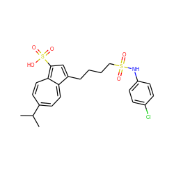 CC(C)c1ccc2c(CCCCS(=O)(=O)Nc3ccc(Cl)cc3)cc(S(=O)(=O)O)c-2cc1 ZINC000029411080