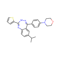 CC(C)c1ccc2c(c1)C(c1ccc(N3CCOCC3)cc1)=NNC(c1cccs1)=N2 ZINC000008673029